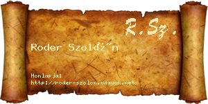 Roder Szolón névjegykártya